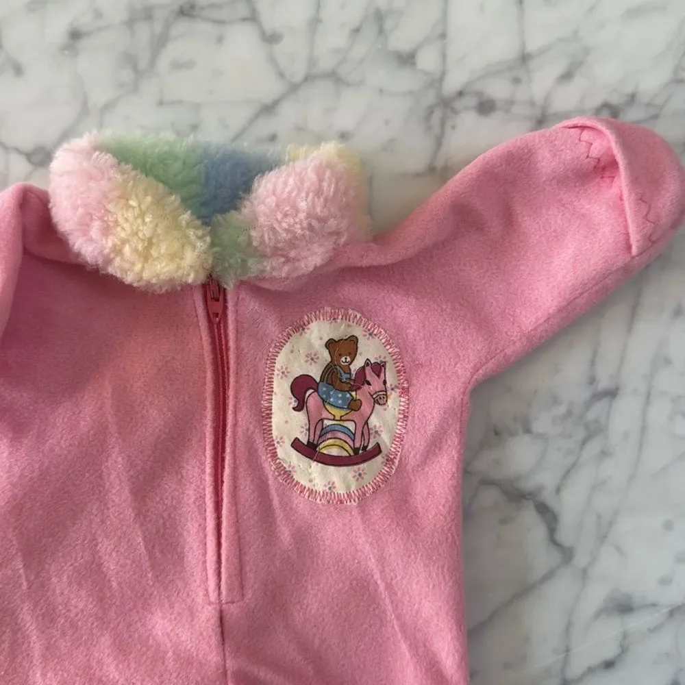 Doll Fleece Sleeper Embroidered Bear Rocking Horse Patch OS